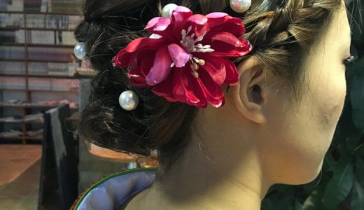 編み込みヘアーと着物は、やっぱりステキでした。